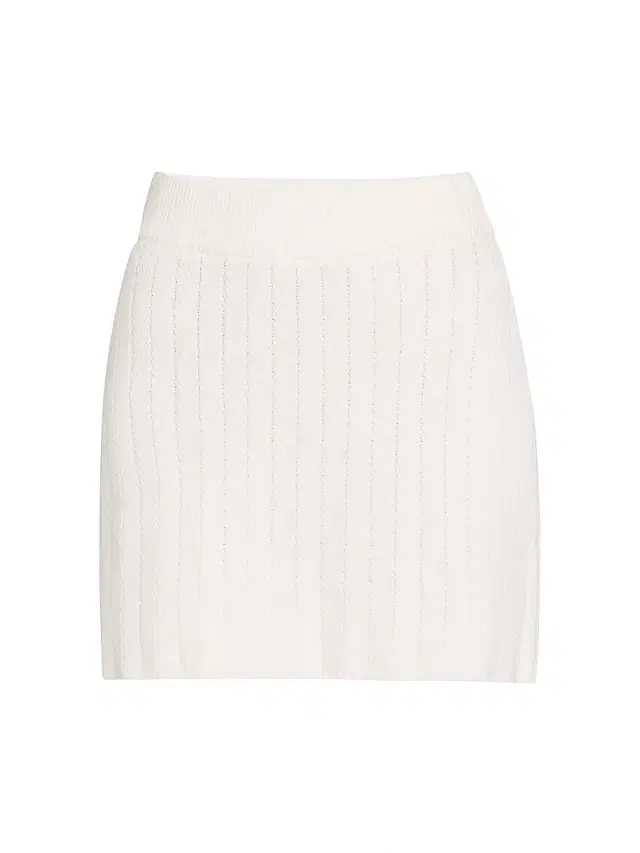 ARGENT Women's Rib-Knit Miniskirt - White
