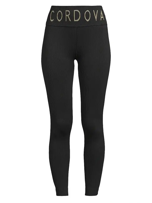 Cordova Women's Logo Rib-Knit Base-Layer Leggings - Onyx