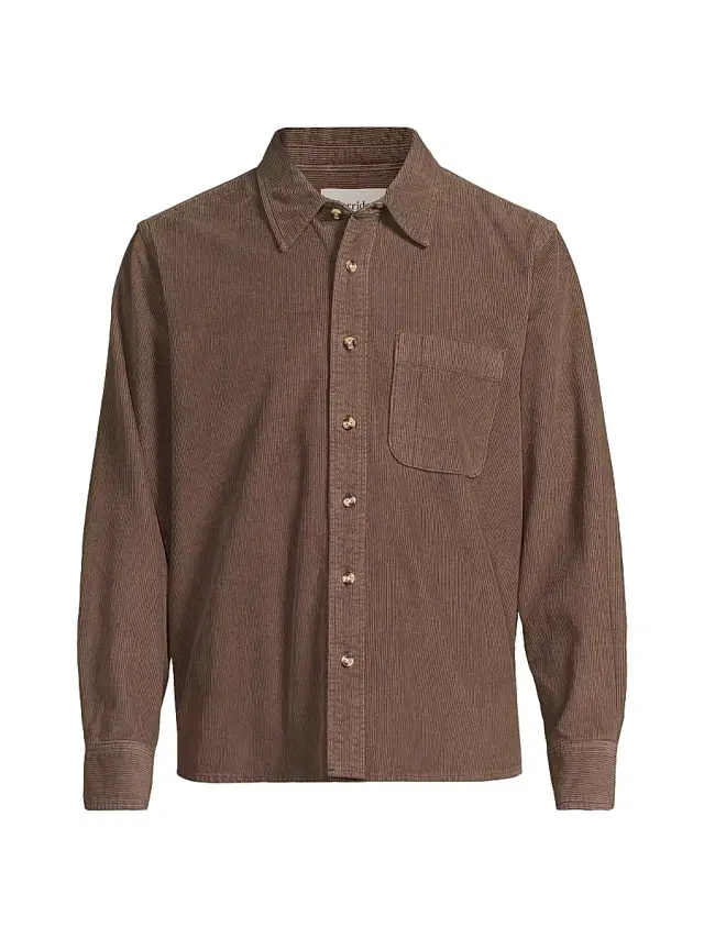 Men's Cotton Corduroy Shirt - Brown