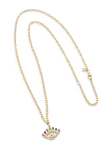 Sydney Evan Women's Evil Eye 14K Yellow Gold, Multi-Stone & X TCW Diamond Pendant Necklace - Gold | Thumbnail 3 Sydney Evan Women's Evil Eye 14K Yellow Gold, Multi-Stone & X TCW Diamond Pendant Necklace - Gold | Thumbnail 3