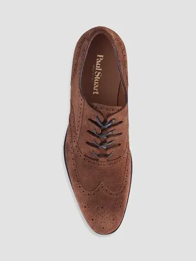 Paul Stuart Men's Suede Brogue Wingtip Derby Loafers | Thumbnail 4 Paul Stuart Men's Suede Brogue Wingtip Derby Loafers | Thumbnail 4