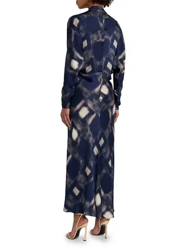 JBQ Women's Celine Geometric Tie-Front Maxi Dress - Blue - Size Large | Thumbnail 4 JBQ Women's Celine Geometric Tie-Front Maxi Dress - Blue - Size Large | Thumbnail 4