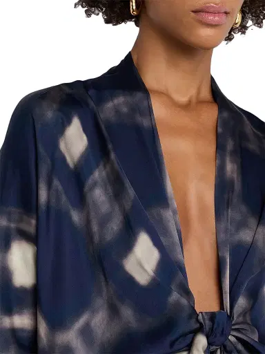 JBQ Women's Celine Geometric Tie-Front Maxi Dress - Blue - Size Large | Thumbnail 5 JBQ Women's Celine Geometric Tie-Front Maxi Dress - Blue - Size Large | Thumbnail 5