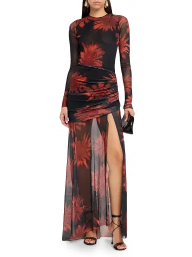 JBQ Women's Serene Floral Mesh Maxi Dress - Crimson Black - Size Medium | Thumbnail 2 JBQ Women's Serene Floral Mesh Maxi Dress - Crimson Black - Size Medium | Thumbnail 2