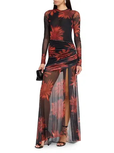 JBQ Women's Serene Floral Mesh Maxi Dress - Crimson Black - Size Medium | Thumbnail 3 JBQ Women's Serene Floral Mesh Maxi Dress - Crimson Black - Size Medium | Thumbnail 3