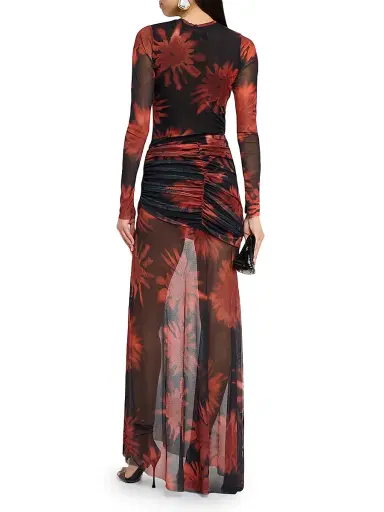 JBQ Women's Serene Floral Mesh Maxi Dress - Crimson Black - Size Medium | Thumbnail 4 JBQ Women's Serene Floral Mesh Maxi Dress - Crimson Black - Size Medium | Thumbnail 4
