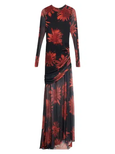 JBQ Women's Serene Floral Mesh Maxi Dress - Crimson Black - Size Medium | Thumbnail 1 JBQ Women's Serene Floral Mesh Maxi Dress - Crimson Black - Size Medium | Thumbnail 1