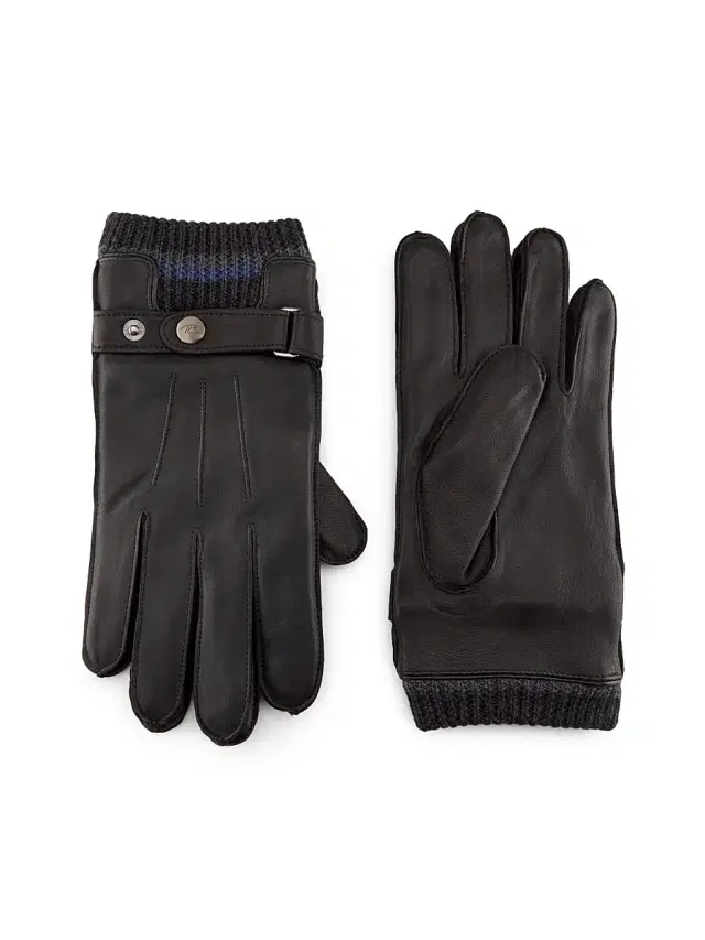 Robert Barakett Men's Wrist Strap Leather Gloves - Black