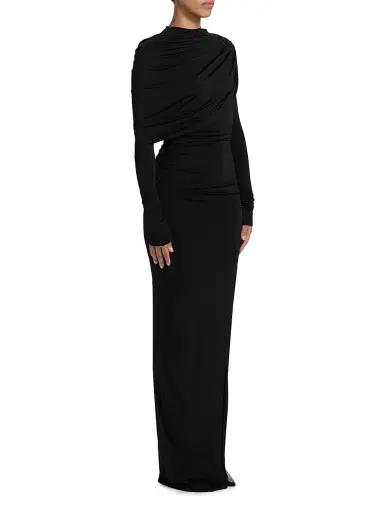 Lapointe Women's Jersey Ruched Shawl Gown - Black - Size Large | Thumbnail 4 Lapointe Women's Jersey Ruched Shawl Gown - Black - Size Large | Thumbnail 4