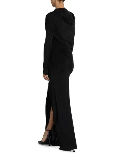 Lapointe Women's Jersey Ruched Shawl Gown - Black - Size Large | Thumbnail 5 Lapointe Women's Jersey Ruched Shawl Gown - Black - Size Large | Thumbnail 5