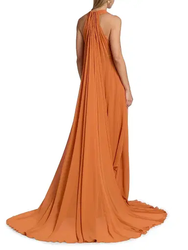 Reem Acra Women's Pleated Chiffon Belted A-Line Gown - Copper Gold - Size 10 | Thumbnail 5 Reem Acra Women's Pleated Chiffon Belted A-Line Gown - Copper Gold - Size 10 | Thumbnail 5