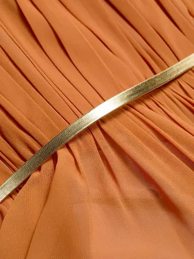 Reem Acra Women's Pleated Chiffon Belted A-Line Gown - Copper Gold - Size 10 | Thumbnail 7 Reem Acra Women's Pleated Chiffon Belted A-Line Gown - Copper Gold - Size 10 | Thumbnail 7