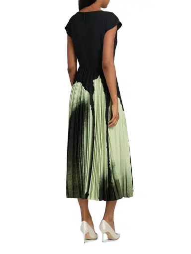 Jason Wu Collection Women's Watercolor Floral Crepe Pleated Midi-Dress - Nori Light Jade Multi | Thumbnail 5 Jason Wu Collection Women's Watercolor Floral Crepe Pleated Midi-Dress - Nori Light Jade Multi | Thumbnail 5