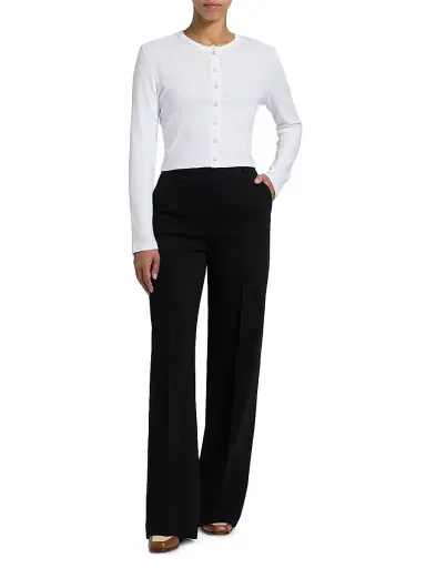 LESET Women's Nando Cotton Crop Cardigan - White | Thumbnail 2 LESET Women's Nando Cotton Crop Cardigan - White | Thumbnail 2