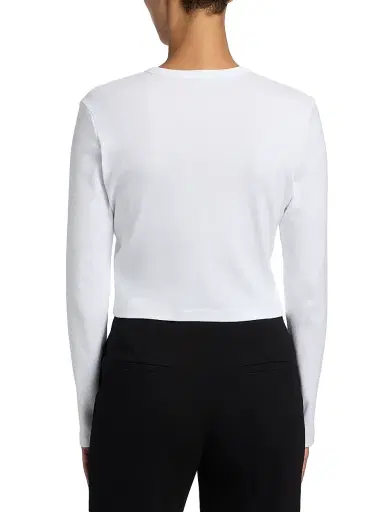 LESET Women's Nando Cotton Crop Cardigan - White | Thumbnail 5 LESET Women's Nando Cotton Crop Cardigan - White | Thumbnail 5