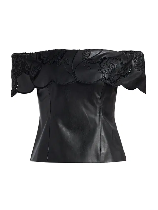 Toccin Women's Mariana Faux-Leather Off-the-Shoulder Top - Jet