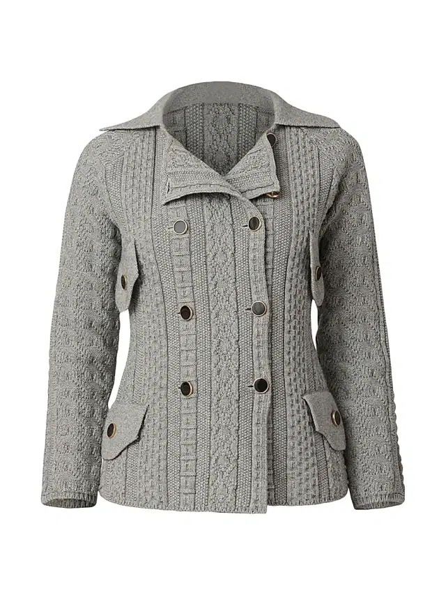 Shoshanna Women's Wes Knit Double-Breasted Jacket - Grey