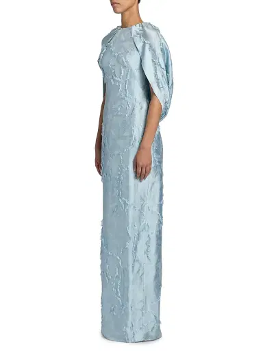 Amsale Women's Satin Cape-Detail Gown - Blue Grey - Size 6 | Thumbnail 4 Amsale Women's Satin Cape-Detail Gown - Blue Grey - Size 6 | Thumbnail 4