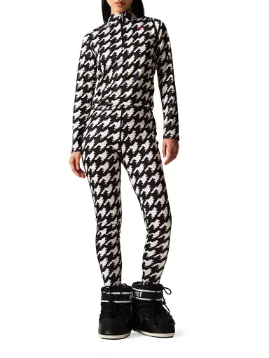 Perfect Moment Women's Base Layer Houndstooth Quarter-Zip Top - Black White Houndstooth - Size XL | Thumbnail 2 Perfect Moment Women's Base Layer Houndstooth Quarter-Zip Top - Black White Houndstooth - Size XL | Thumbnail 2