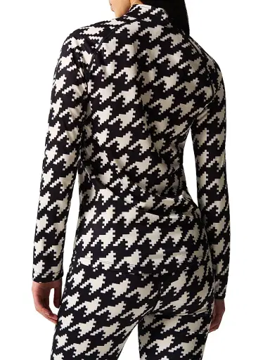 Perfect Moment Women's Base Layer Houndstooth Quarter-Zip Top - Black White Houndstooth - Size XL | Thumbnail 4 Perfect Moment Women's Base Layer Houndstooth Quarter-Zip Top - Black White Houndstooth - Size XL | Thumbnail 4