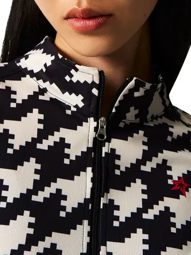 Perfect Moment Women's Base Layer Houndstooth Quarter-Zip Top - Black White Houndstooth - Size XL | Thumbnail 5 Perfect Moment Women's Base Layer Houndstooth Quarter-Zip Top - Black White Houndstooth - Size XL | Thumbnail 5