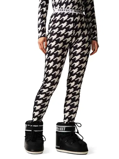 Perfect Moment Women's Base Layer Houndstooth Leggings - Black White Houndstooth | Thumbnail 3 Perfect Moment Women's Base Layer Houndstooth Leggings - Black White Houndstooth | Thumbnail 3