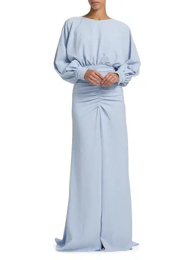 Amsale Women's Gathered A-Line Gown - Ice - Size 6 | Thumbnail 3 Amsale Women's Gathered A-Line Gown - Ice - Size 6 | Thumbnail 3