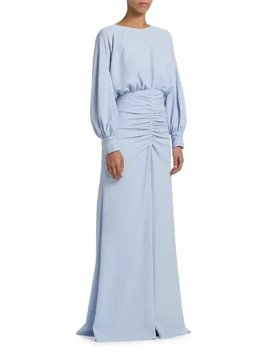 Amsale Women's Gathered A-Line Gown - Ice - Size 6 | Thumbnail 4 Amsale Women's Gathered A-Line Gown - Ice - Size 6 | Thumbnail 4