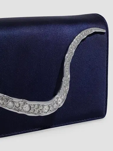 ALEXIS BITTAR Women's Crystal Curve Satin Clutch - Navy | Thumbnail 6