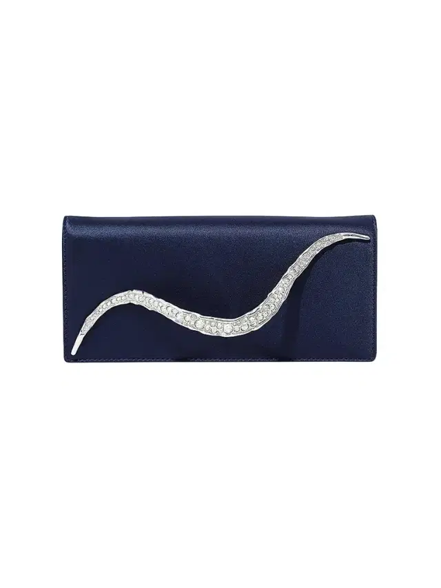ALEXIS BITTAR Women's Crystal Curve Satin Clutch - Navy