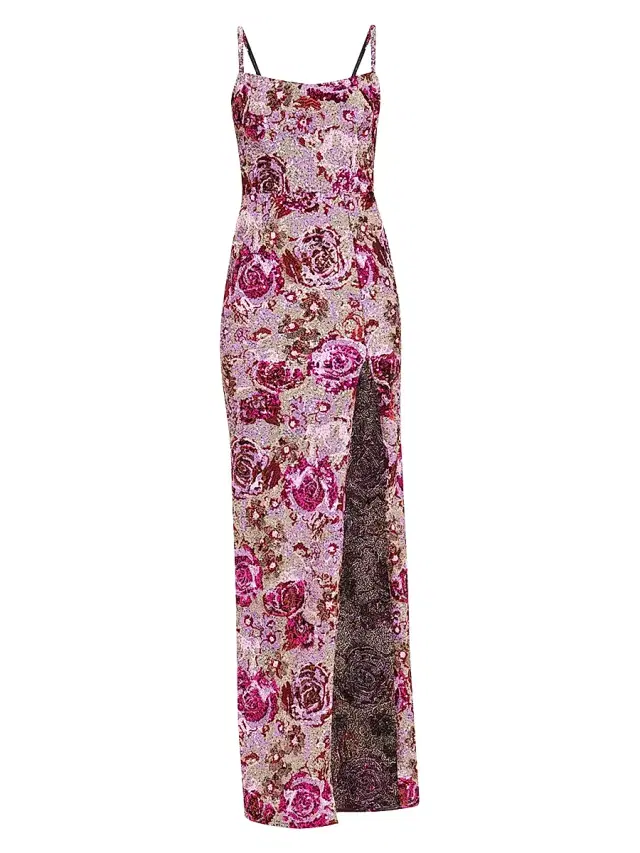 Bronx Banco Women's Allegra Floral Sequin Maxi Dress - Pink