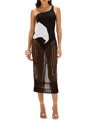 PatBO Women's Selene Mesh Printed Beach Dress - Black | Thumbnail 3 PatBO Women's Selene Mesh Printed Beach Dress - Black | Thumbnail 3
