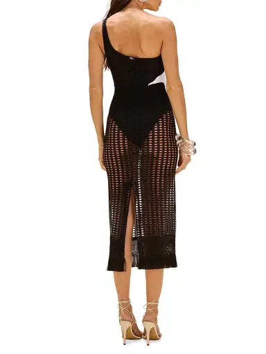 PatBO Women's Selene Mesh Printed Beach Dress - Black | Thumbnail 4 PatBO Women's Selene Mesh Printed Beach Dress - Black | Thumbnail 4