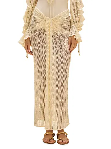 PatBo Women's Wave Mesh Maxi Skirt - Off White - Size Large | Thumbnail 4 PatBo Women's Wave Mesh Maxi Skirt - Off White - Size Large | Thumbnail 4