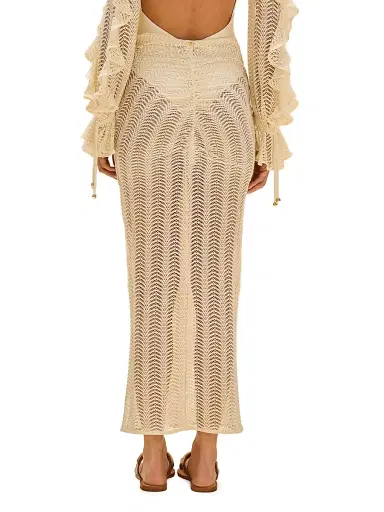 PatBo Women's Wave Mesh Maxi Skirt - Off White - Size Large | Thumbnail 5 PatBo Women's Wave Mesh Maxi Skirt - Off White - Size Large | Thumbnail 5
