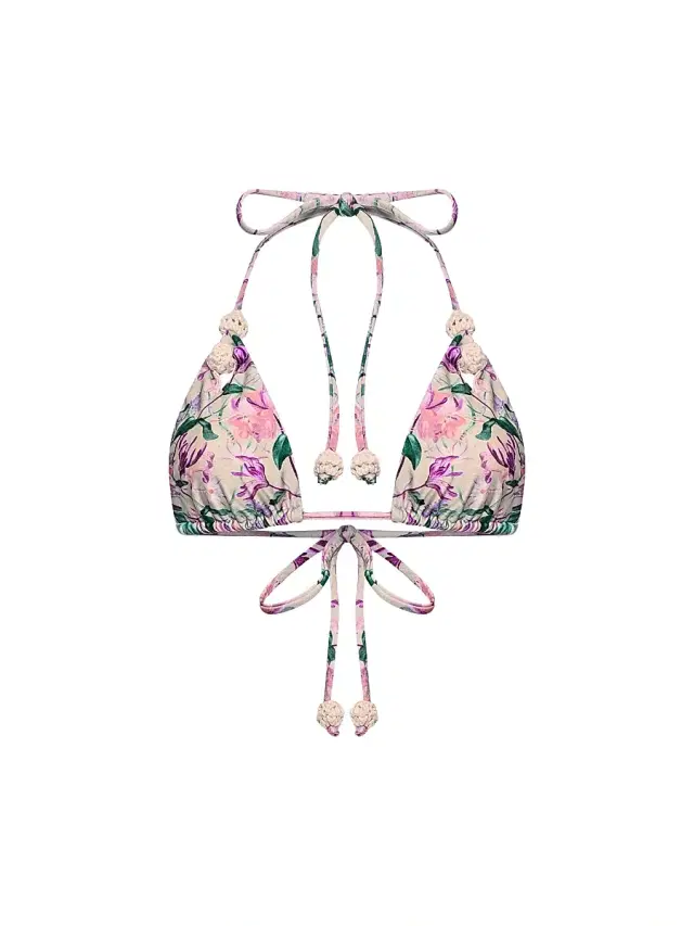 PatBO Women's Honey Flower Lace Triangle Bikini Top - Green