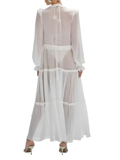 PatBo Women's Sunstone Chiffon Long Robe - Off White - Size XL | Thumbnail 4 PatBo Women's Sunstone Chiffon Long Robe - Off White - Size XL | Thumbnail 4