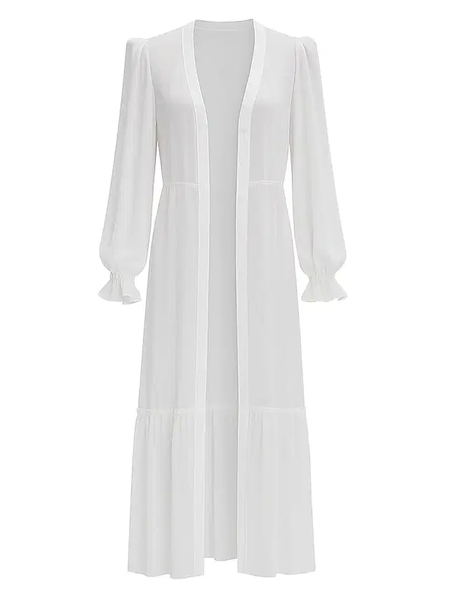 PatBO Women's Sunstone Chiffon Long Robe - Off White