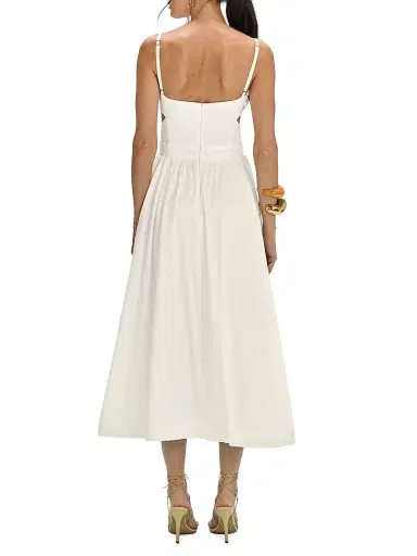 PatBO Women's Seaweed Shell Embroidered Cotton Midi-Dress - Off White | Thumbnail 5 PatBO Women's Seaweed Shell Embroidered Cotton Midi-Dress - Off White | Thumbnail 5