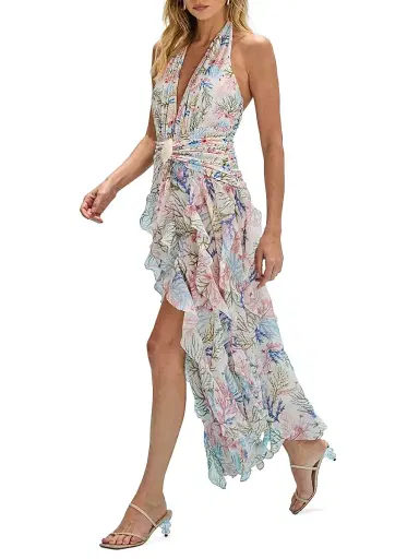 PatBo Women's Seaweed Printed Halterneck Maxi Dress - Off White - Size Large | Thumbnail 4 PatBo Women's Seaweed Printed Halterneck Maxi Dress - Off White - Size Large | Thumbnail 4