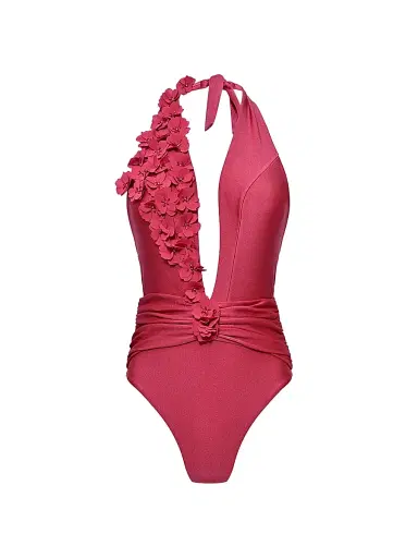 PatBO Women's Sunstone Plunge One-Piece Swimsuit - Dark Pink | Thumbnail 1 PatBO Women's Sunstone Plunge One-Piece Swimsuit - Dark Pink | Thumbnail 1