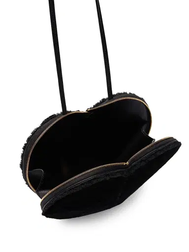 Alaïa Women's Le Coeur Shearling Shoulder Bag - Noir | Thumbnail 3