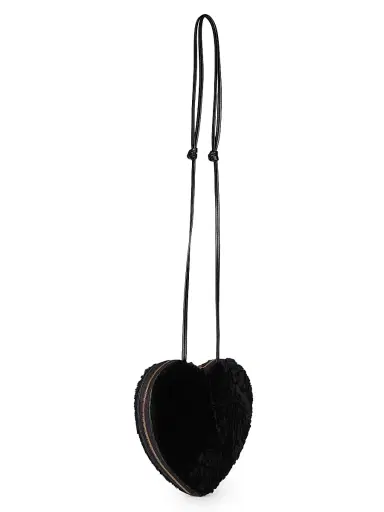Alaïa Women's Le Coeur Shearling Shoulder Bag - Noir | Thumbnail 4