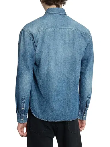 Saint Laurent Men's Cassandre Jean Shirt in Horizon Denim - Horizon Blue - Size Small | Thumbnail 5