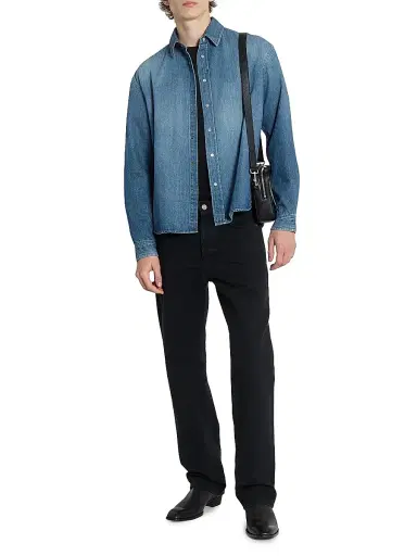 Saint Laurent Men's Cassandre Jean Shirt in Horizon Denim - Horizon Blue - Size Small | Thumbnail 7