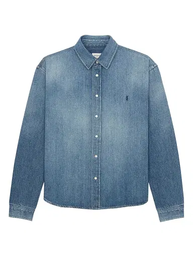 Saint Laurent Men's Cassandre Jean Shirt in Horizon Denim - Horizon Blue - Size Small | Thumbnail 1