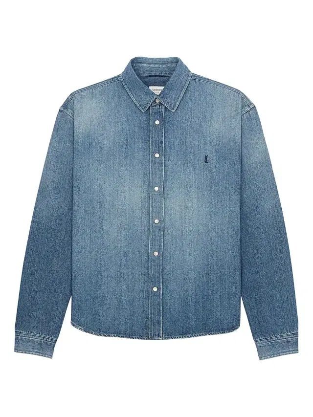 Saint Laurent Men's Cassandre Jean Shirt in Horizon Denim - Horizon Blue