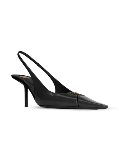 Saint Laurent Women's Babylone Breteuil Slingback Pumps in Smooth Leather - Black | Thumbnail 2 Saint Laurent Women's Babylone Breteuil Slingback Pumps in Smooth Leather - Black | Thumbnail 2