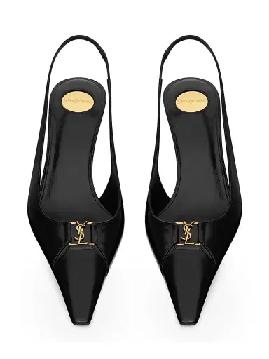 Saint Laurent Women's Babylone Breteuil Slingback Pumps in Smooth Leather - Black | Thumbnail 3 Saint Laurent Women's Babylone Breteuil Slingback Pumps in Smooth Leather - Black | Thumbnail 3