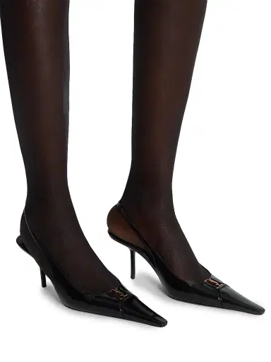 Saint Laurent Women's Babylone Breteuil Slingback Pumps in Smooth Leather - Black | Thumbnail 4 Saint Laurent Women's Babylone Breteuil Slingback Pumps in Smooth Leather - Black | Thumbnail 4